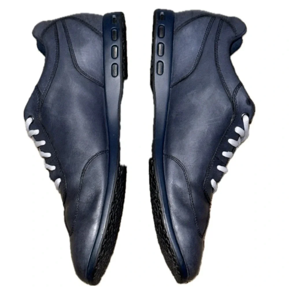 👟⚙️ ROCKPORT‎ Leather Sneakers | Navy Blue Low-Top Travel Comfort | Men's Sz 10